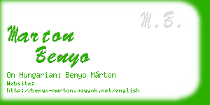marton benyo business card